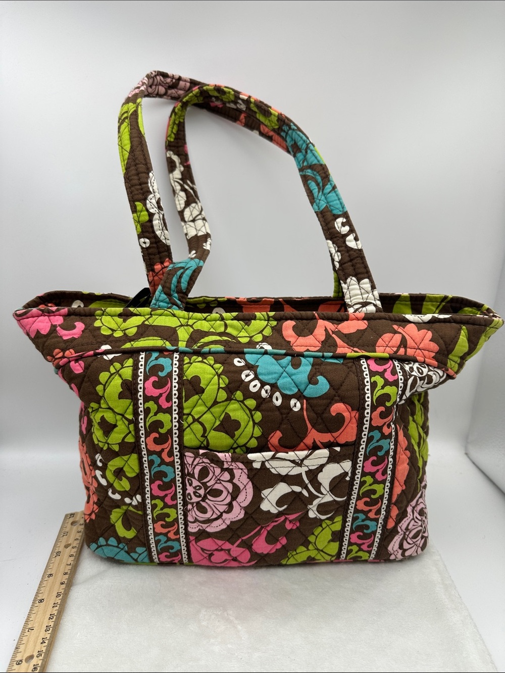 Vera Bradley Med. Retired Lola Quilted Tote Bag/Purse Colorful Floral Pattern